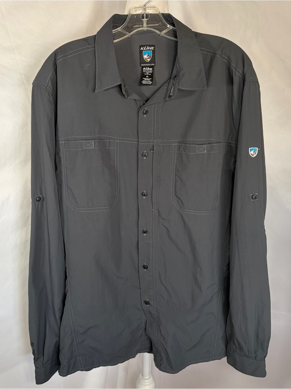 Kuhl Men's Airspeed Long Sleeve Button-Down Shirt Charcoal Gray XL Gorpcore Hike